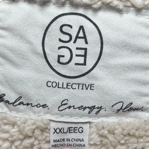 Sage Collection Purple Plaid Fleece Faux Fur Sherpa Shirt Jacket XXL Long Sleeve - Picture 7 of 12